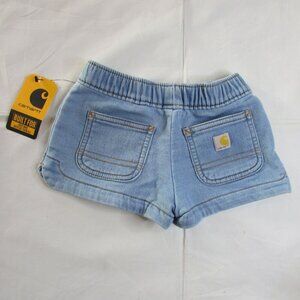 Carhartt Girl's 12M Elastic Waistband Stretch Jean Shorts Light Wash BS9301